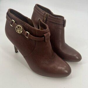 Coach Salene brown leather boots shoes size 7.5 4 inch heels